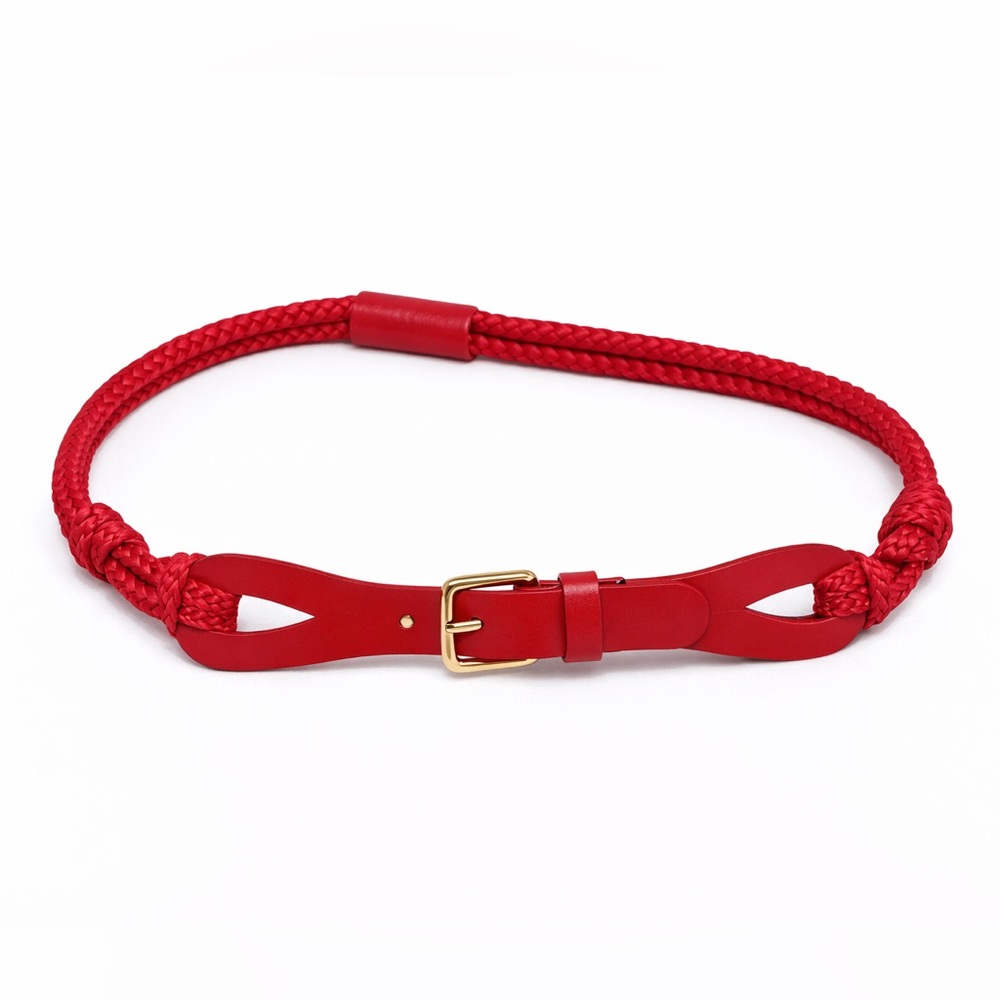 RED VALENTINO red/gold leather belt